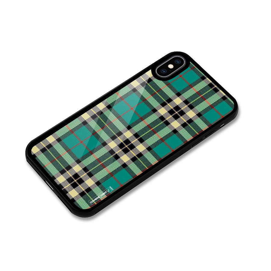 Green Check Glass Back Case for iPhone XS Max