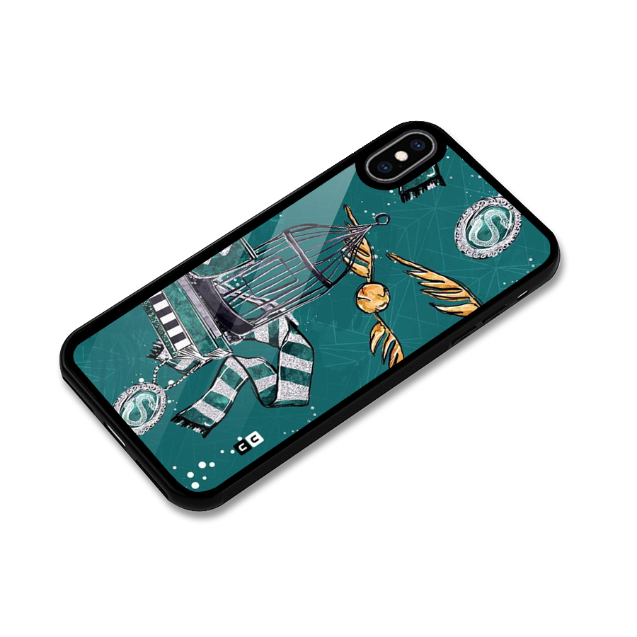Green Scarf Glass Back Case for iPhone XS Max