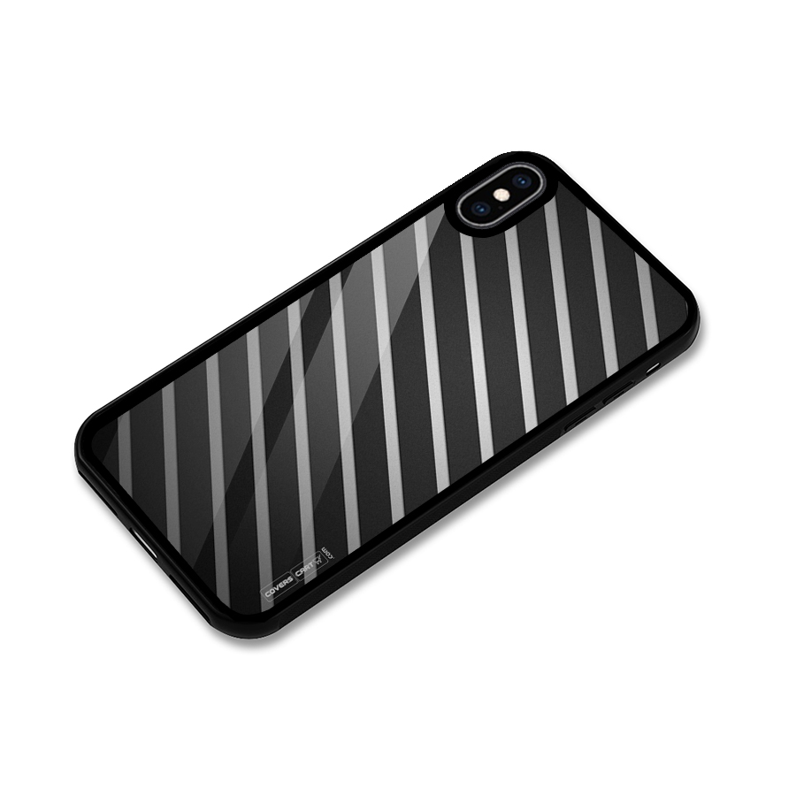 Grey And Black Stripes Glass Back Case for iPhone XS Max