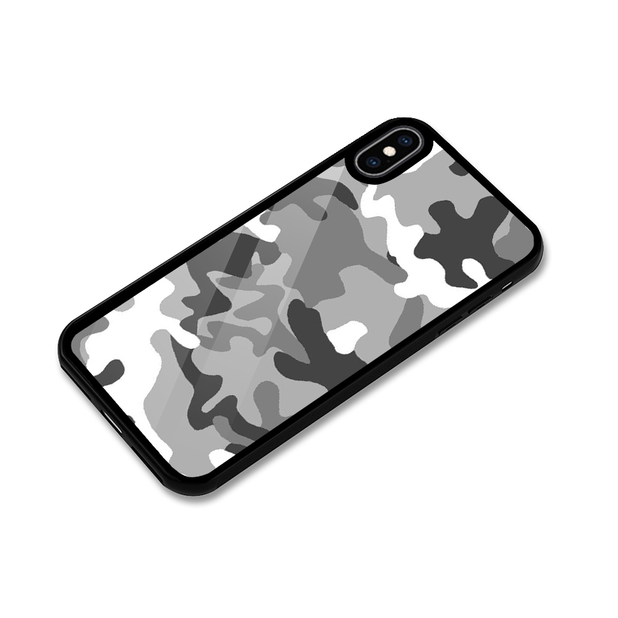 Grey Military Glass Back Case for iPhone XS Max