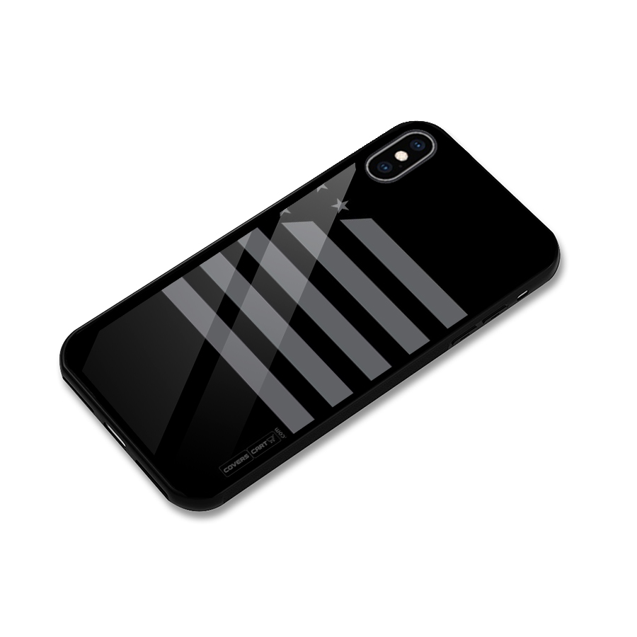 Grey Star Striped Pattern Glass Back Case for iPhone XS Max