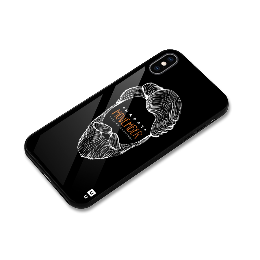 Happy Movember Black Glass Back Case for iPhone XS Max
