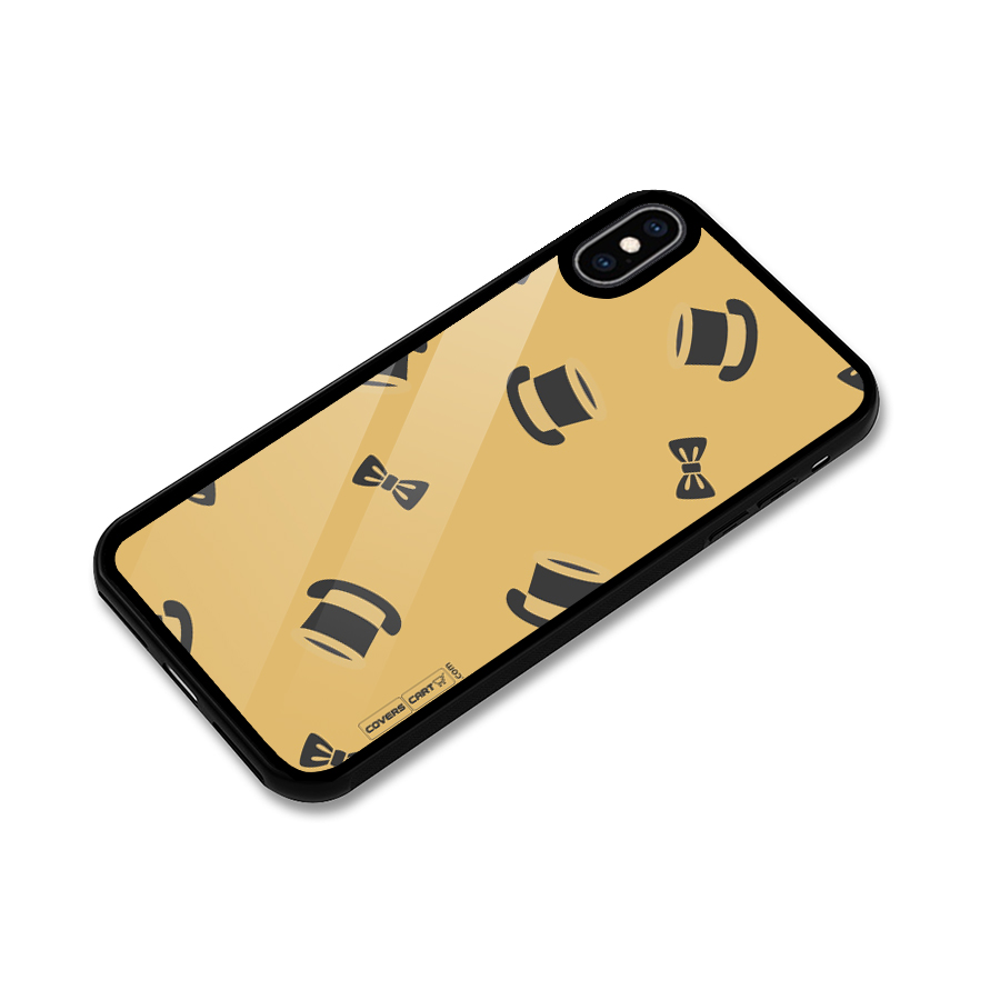 Hat and Bow Tie Glass Back Case for iPhone XS Max