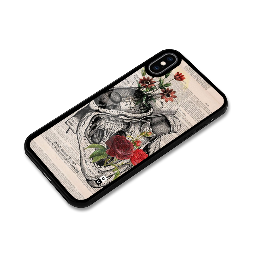 Heart Newspaper Glass Back Case for iPhone XS Max