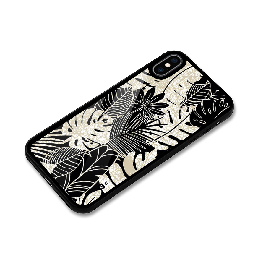 Leaf Pattern Glass Back Case for iPhone XS Max