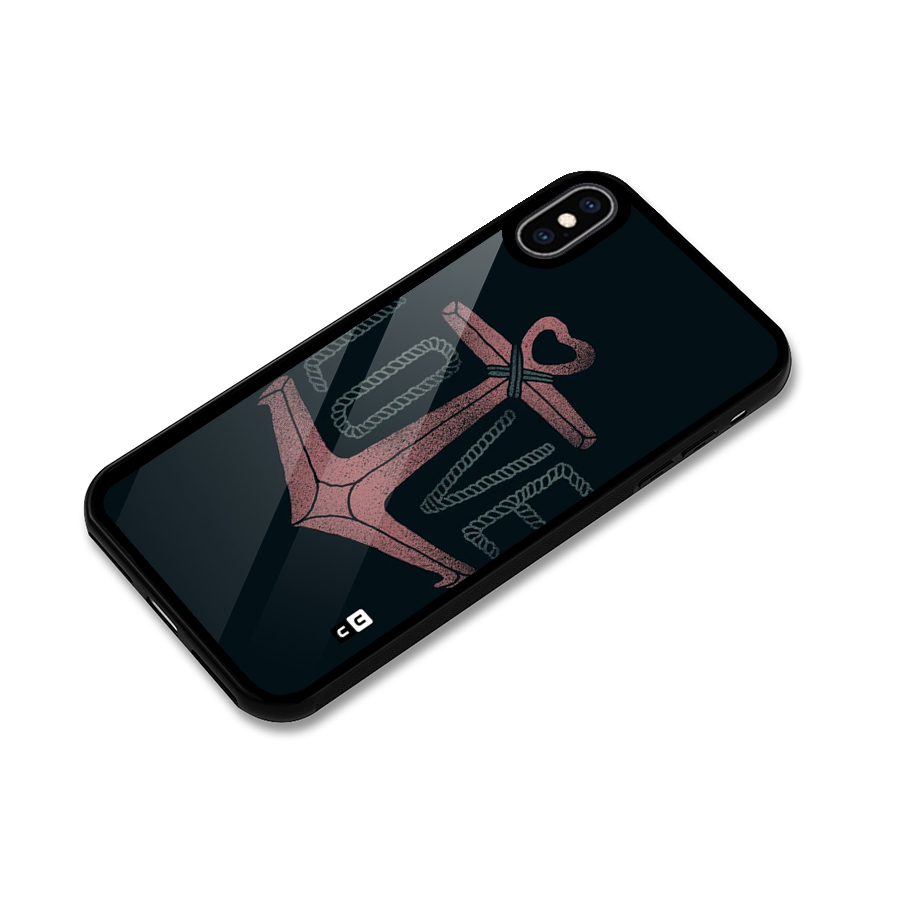 Love Anchor Form Glass Back Case for iPhone XS Max