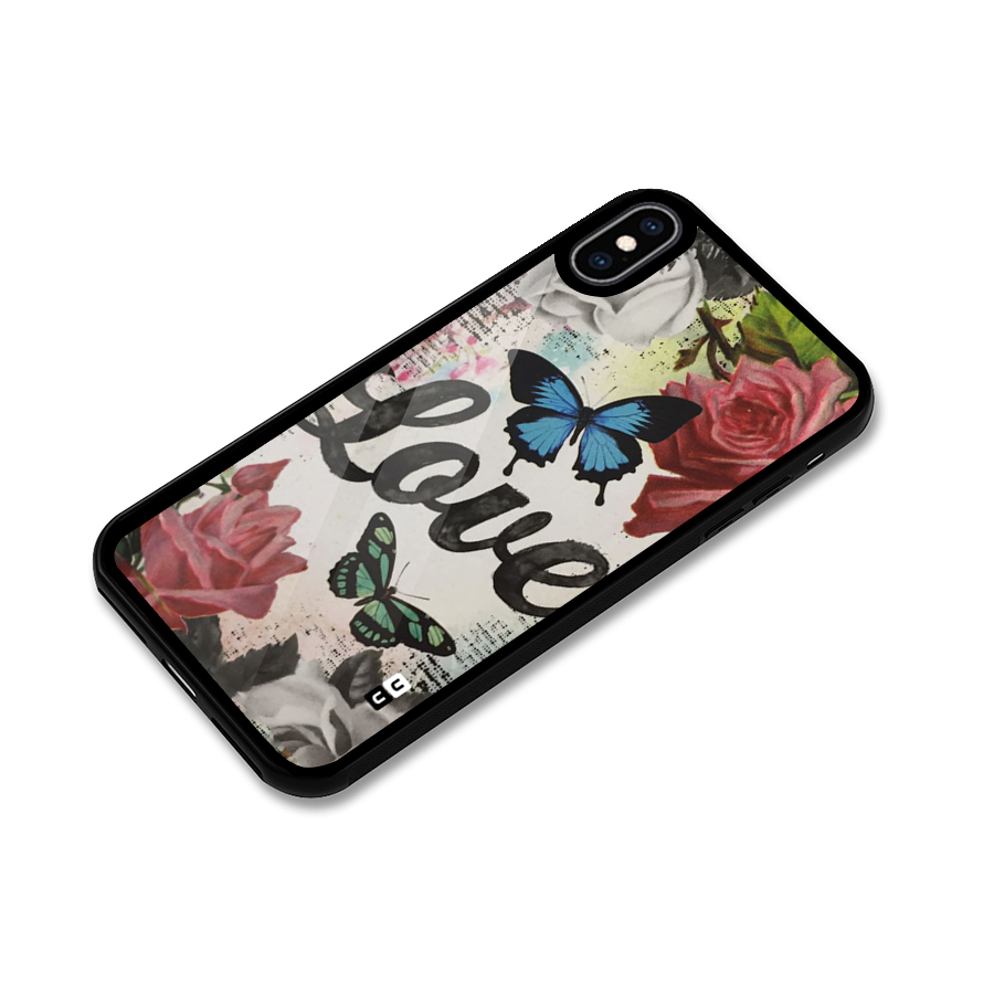Lovely Butterfly Love Glass Back Case for iPhone XS Max