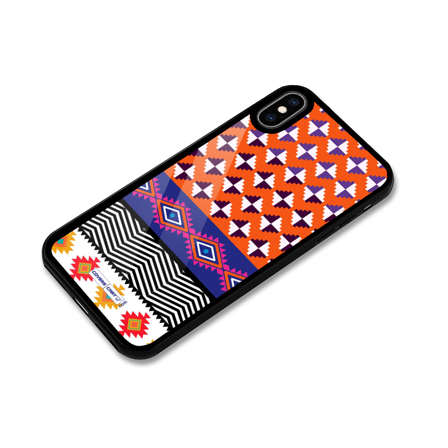 Mixed Pattern Aztec Glass Back Case for iPhone XS Max