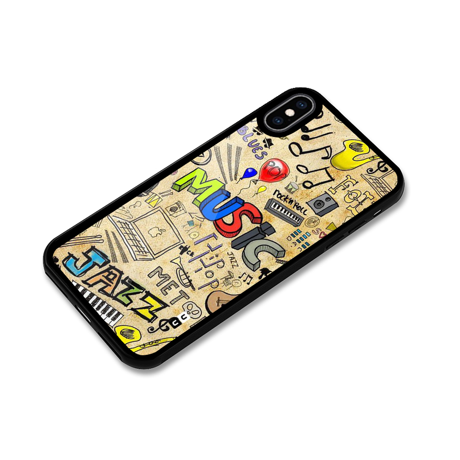 Music Pattern Glass Back Case for iPhone XS Max
