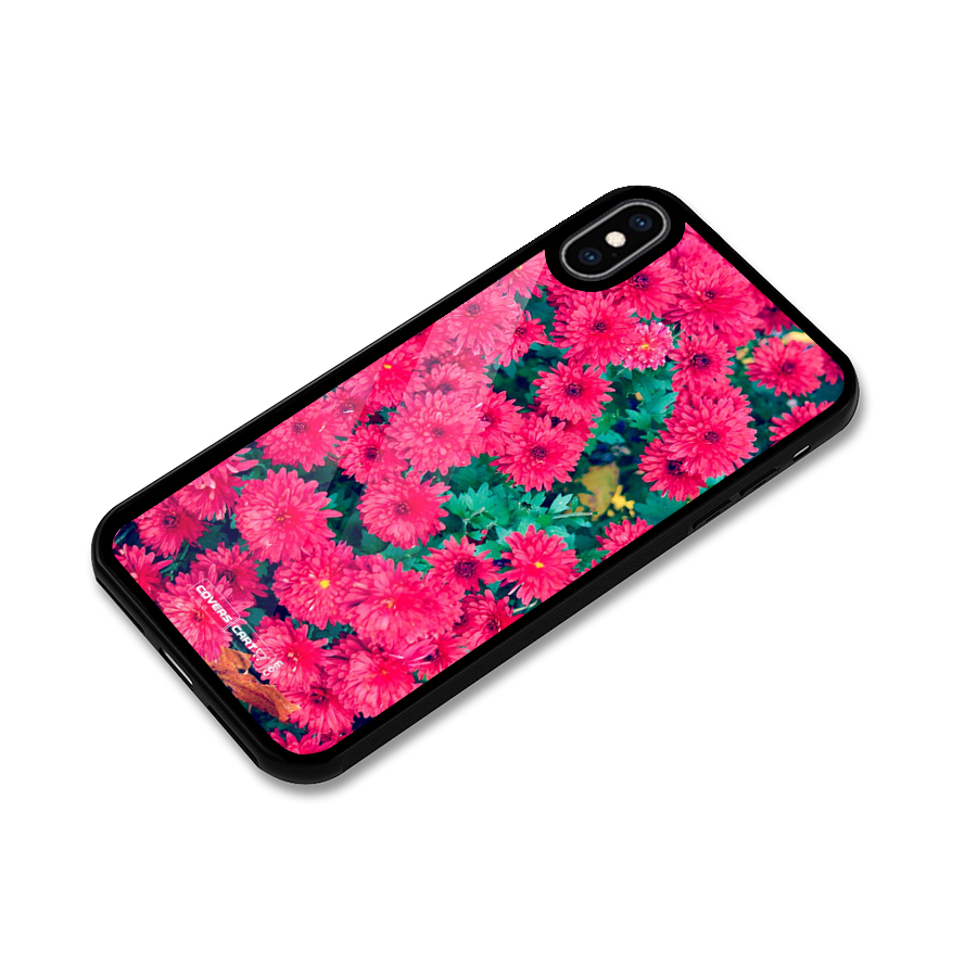 Pink Flowers Glass Back Case for iPhone XS Max
