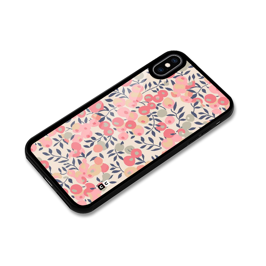 Pink Leaf Pattern Glass Back Case for iPhone XS Max