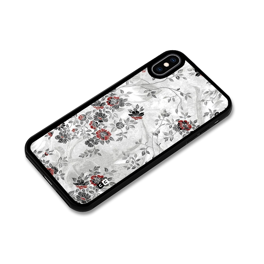 Pleasing Grey Floral Glass Back Case for iPhone XS Max