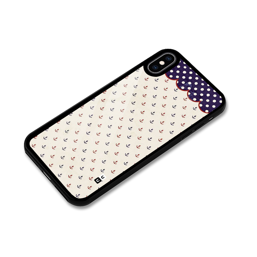 Polka Anchor Glass Back Case for iPhone XS Max