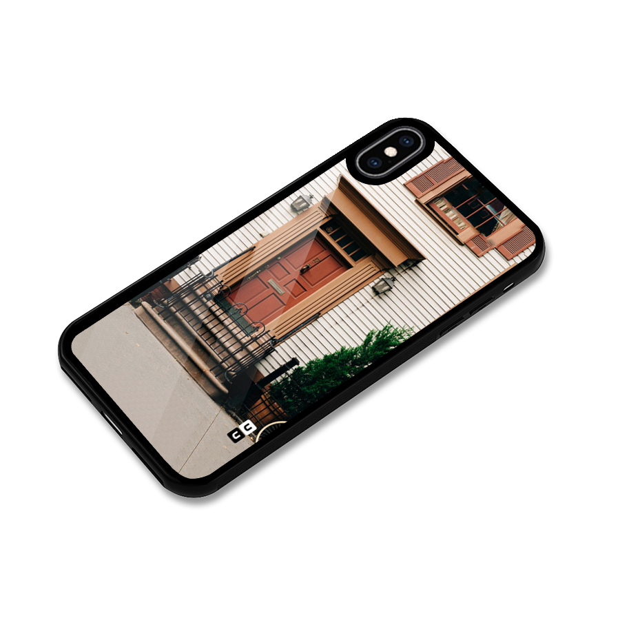 Pretty Orange Door Glass Back Case for iPhone XS Max
