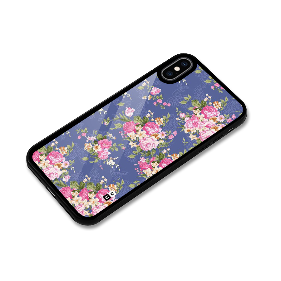Purple Pink Floral Glass Back Case for iPhone XS Max