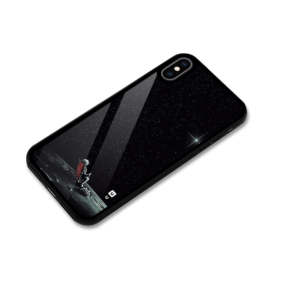 Resting Spaceman Face Glass Back Case for iPhone XS Max