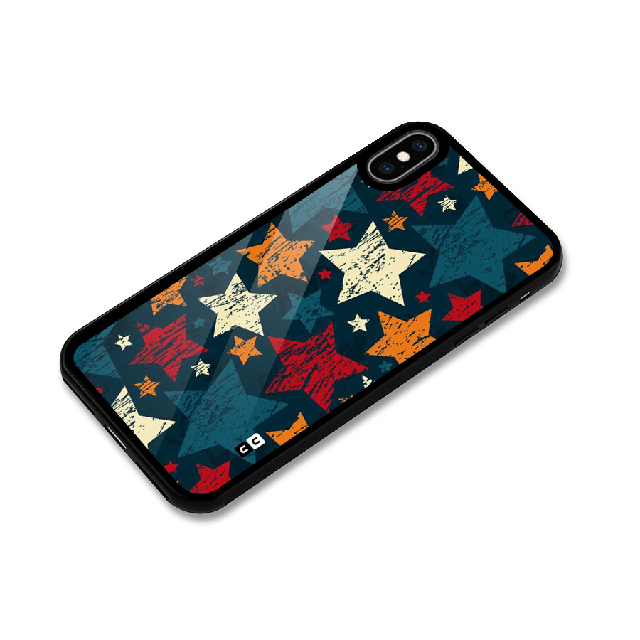 Rugged Star Design Glass Back Case for iPhone XS Max