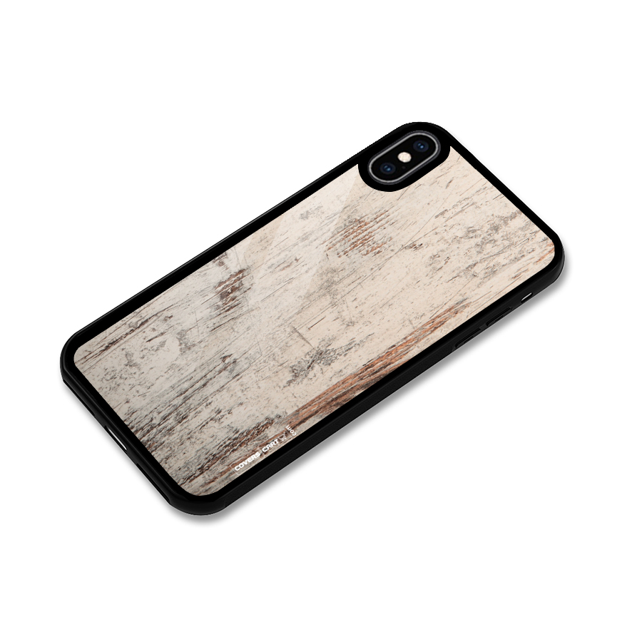 Rugged Wooden Texture Glass Back Case for iPhone XS Max