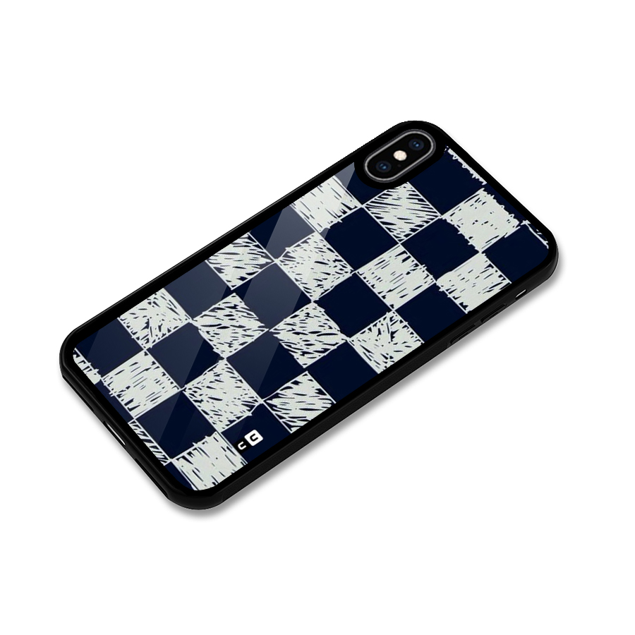Sketchy Check Design Glass Back Case for iPhone XS Max
