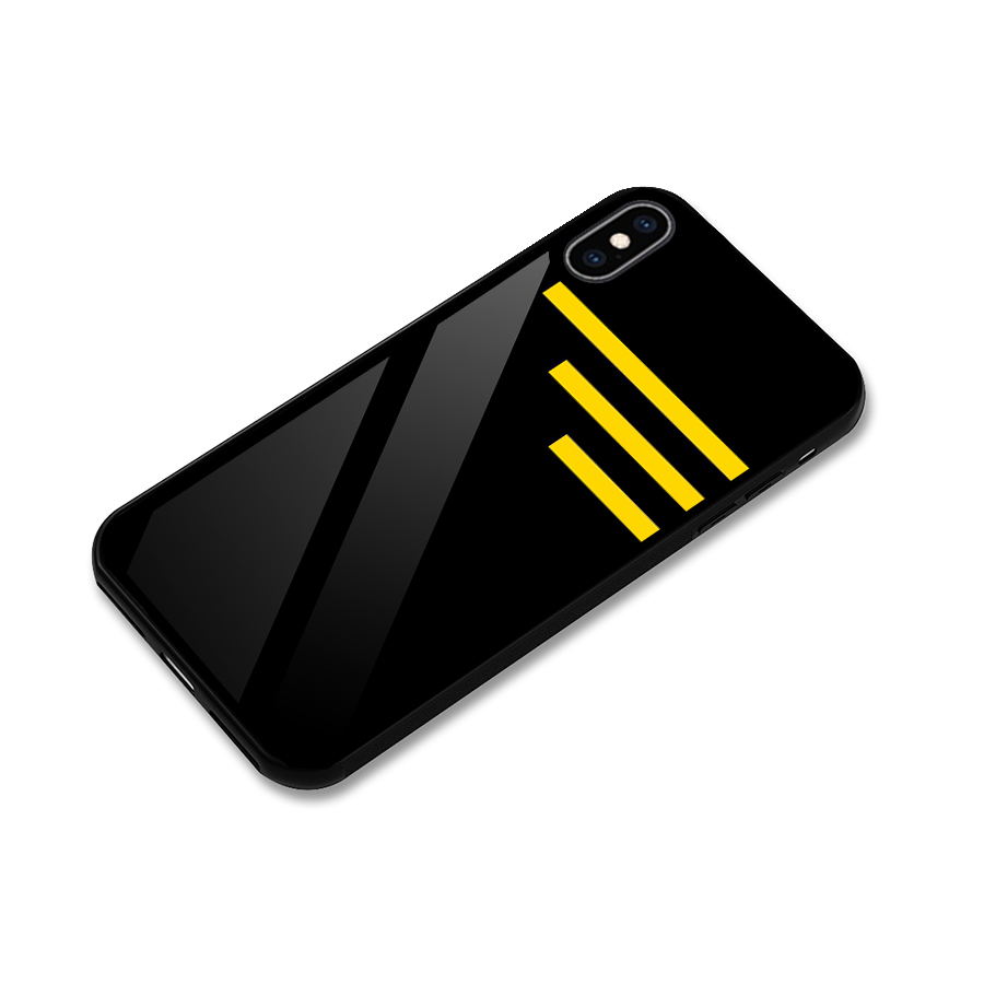 Sports Yellow Stripes Glass Back Case for iPhone XS Max