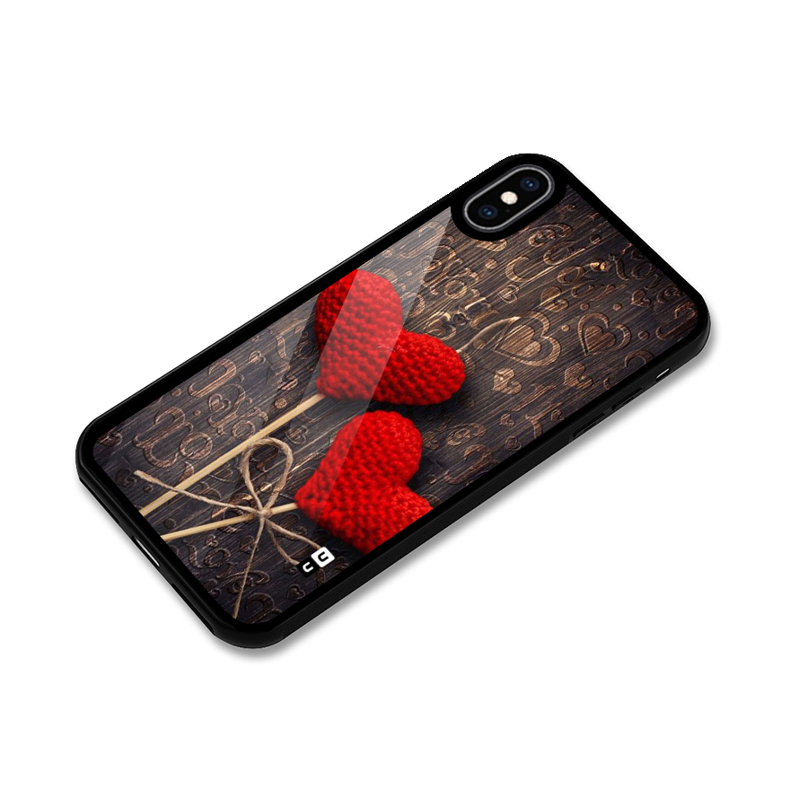 Thread Art Wooden Print Glass Back Case for iPhone XS Max