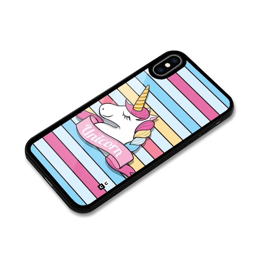 Unicorn Stripes Glass Back Case for iPhone XS Max