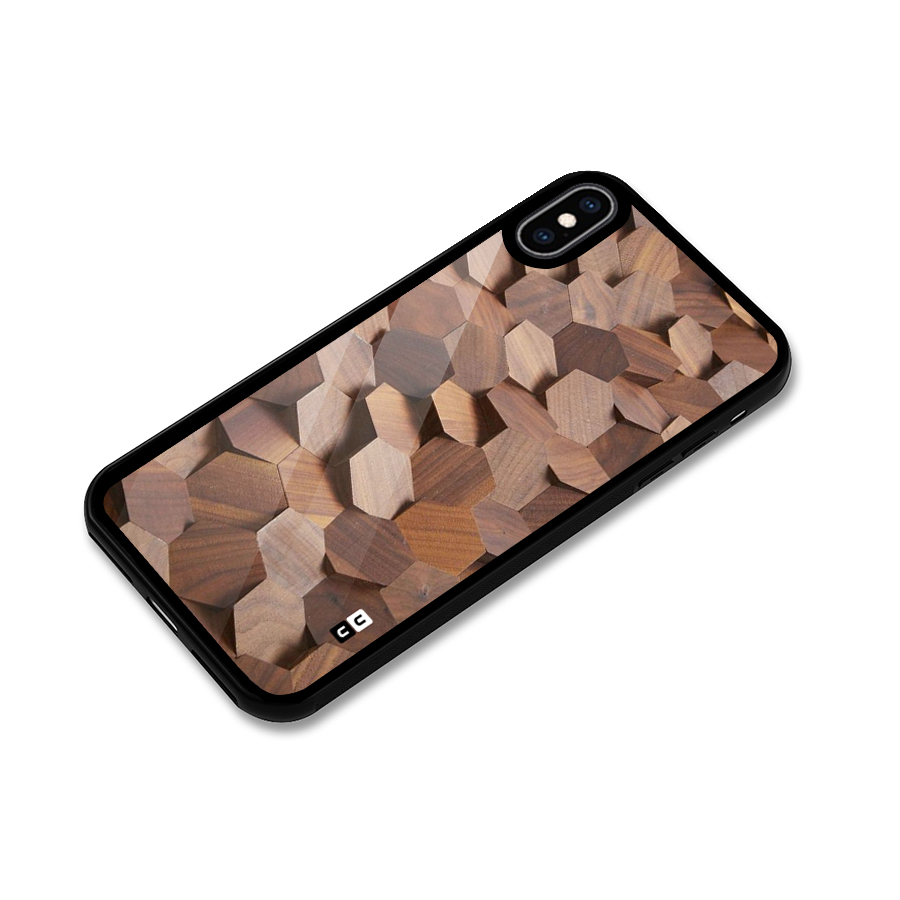 Uplifted Wood Hexagons Glass Back Case for iPhone XS Max