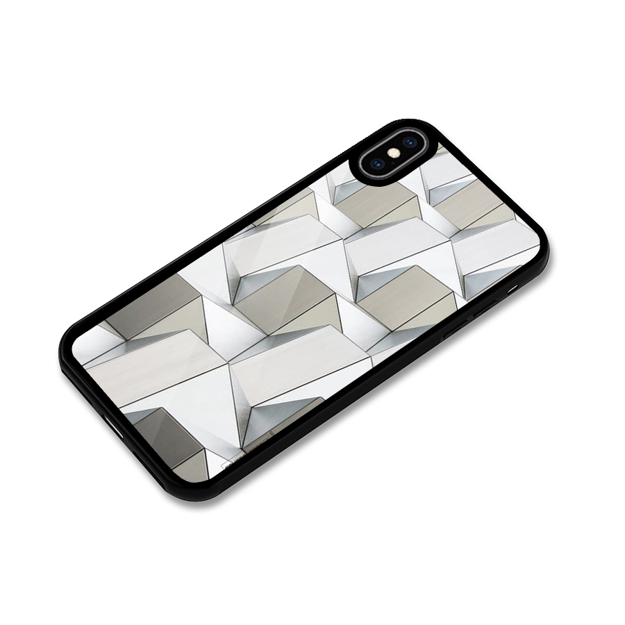 White Abstract Art Glass Back Case for iPhone XS Max