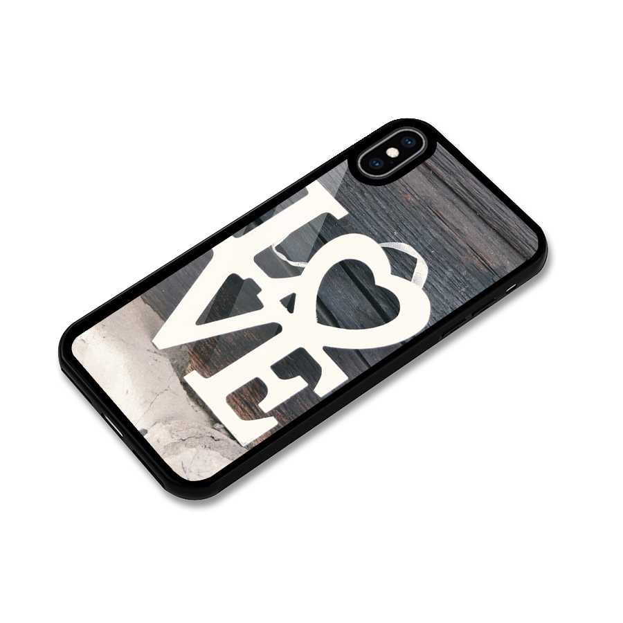 Wood Love Lock Glass Back Case for iPhone XS Max
