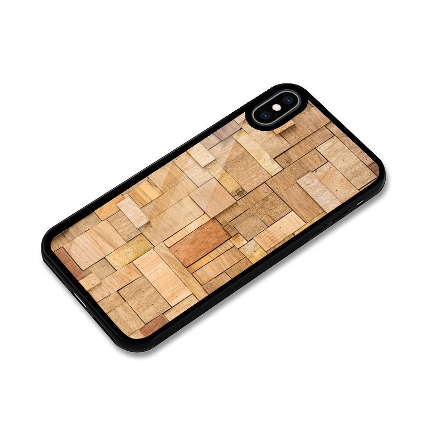 Wooden Blocks Glass Back Case for iPhone XS Max