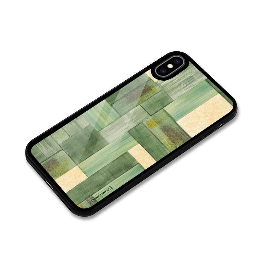 Wooden Green Texture Glass Back Case for iPhone XS Max