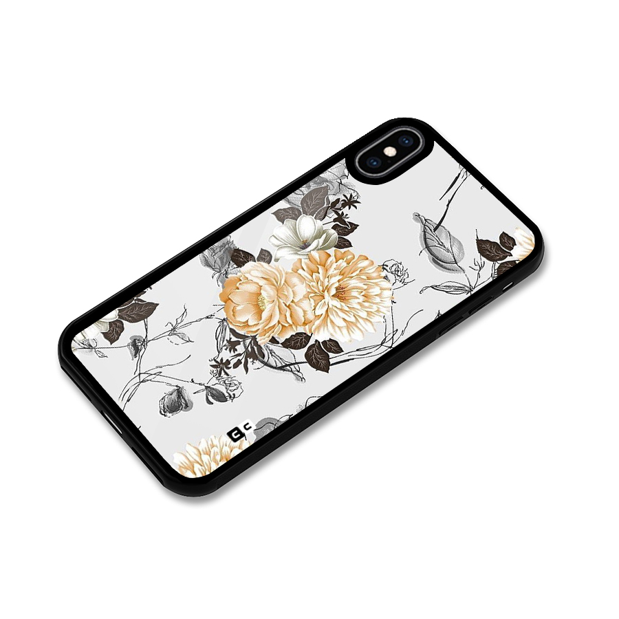 Yellow Floral Glass Back Case for iPhone XS Max
