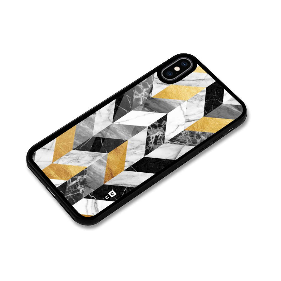 Yellow Grey Marble Glass Back Case for iPhone XS Max
