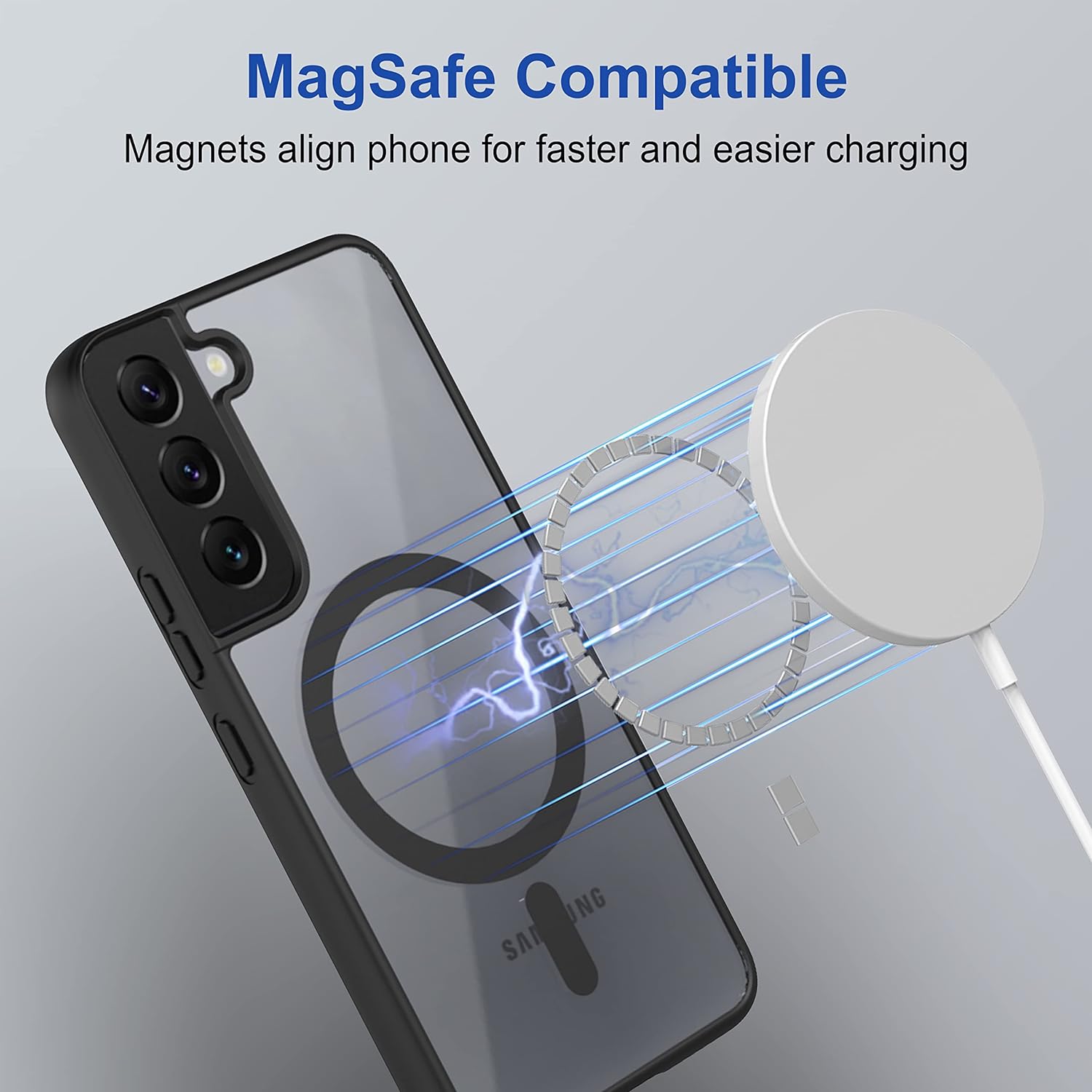 Black Clear Transparent Magsafe Back Case for Galaxy S22 5G