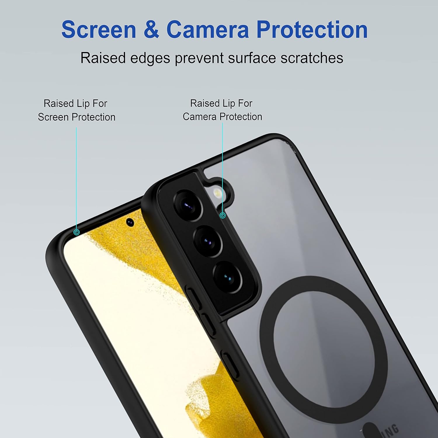 Black Clear Transparent Magsafe Back Case for Galaxy S22 5G