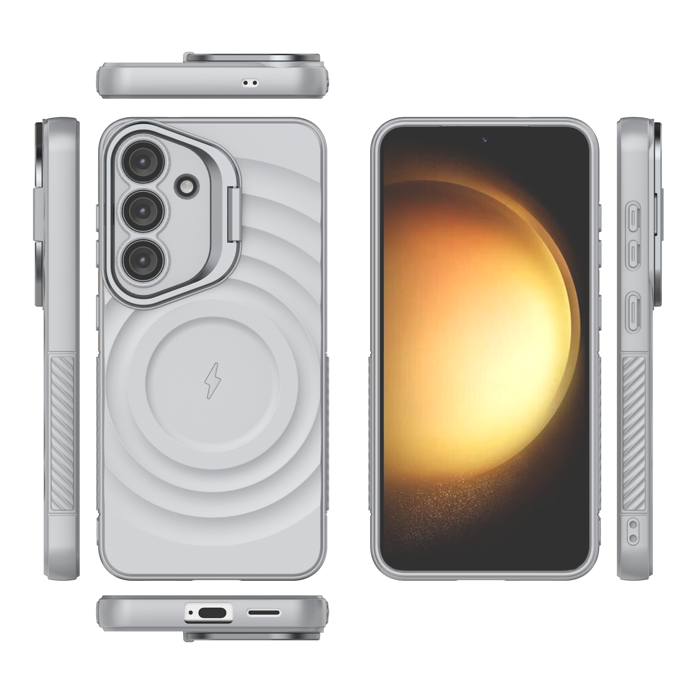 American Silver - TitanShield Wave Silicone Magsafe Back Case for Galaxy S25