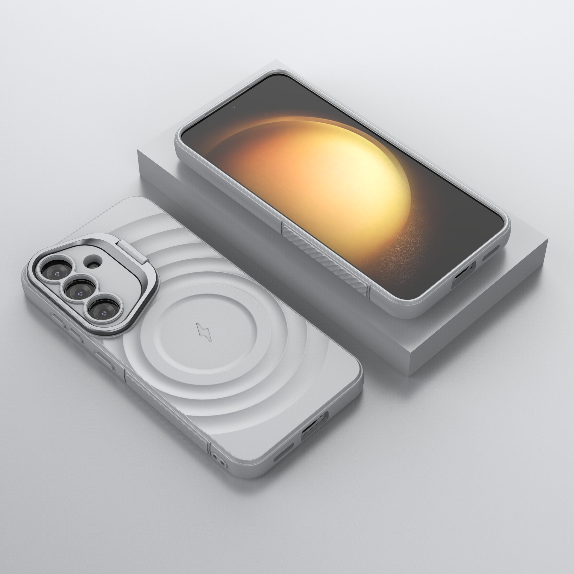 American Silver - TitanShield Wave Silicone Magsafe Back Case for Galaxy S25