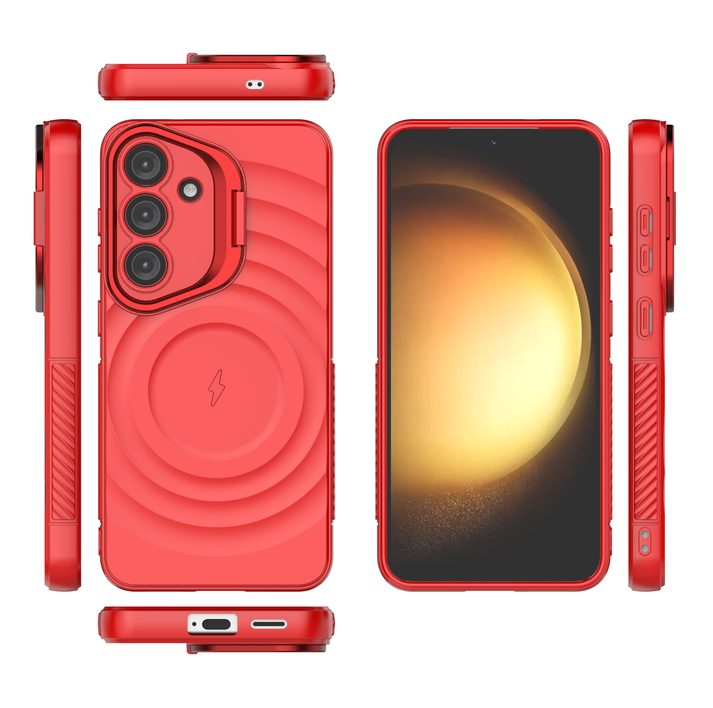 Crimson Red - TitanShield Wave Silicone Magsafe Back Case for Galaxy S25