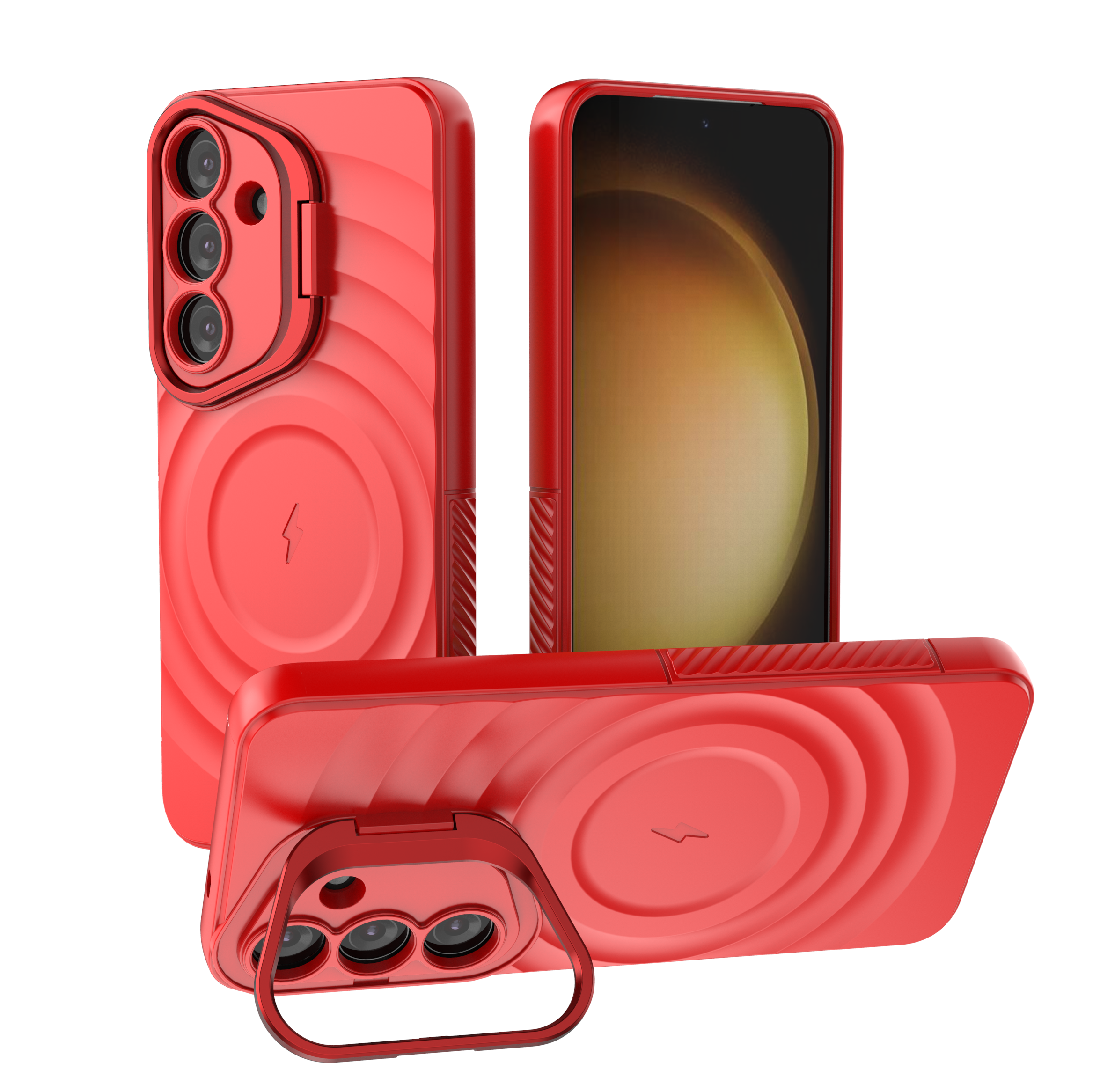 Crimson Red - TitanShield Wave Silicone Magsafe Back Case for Galaxy S25