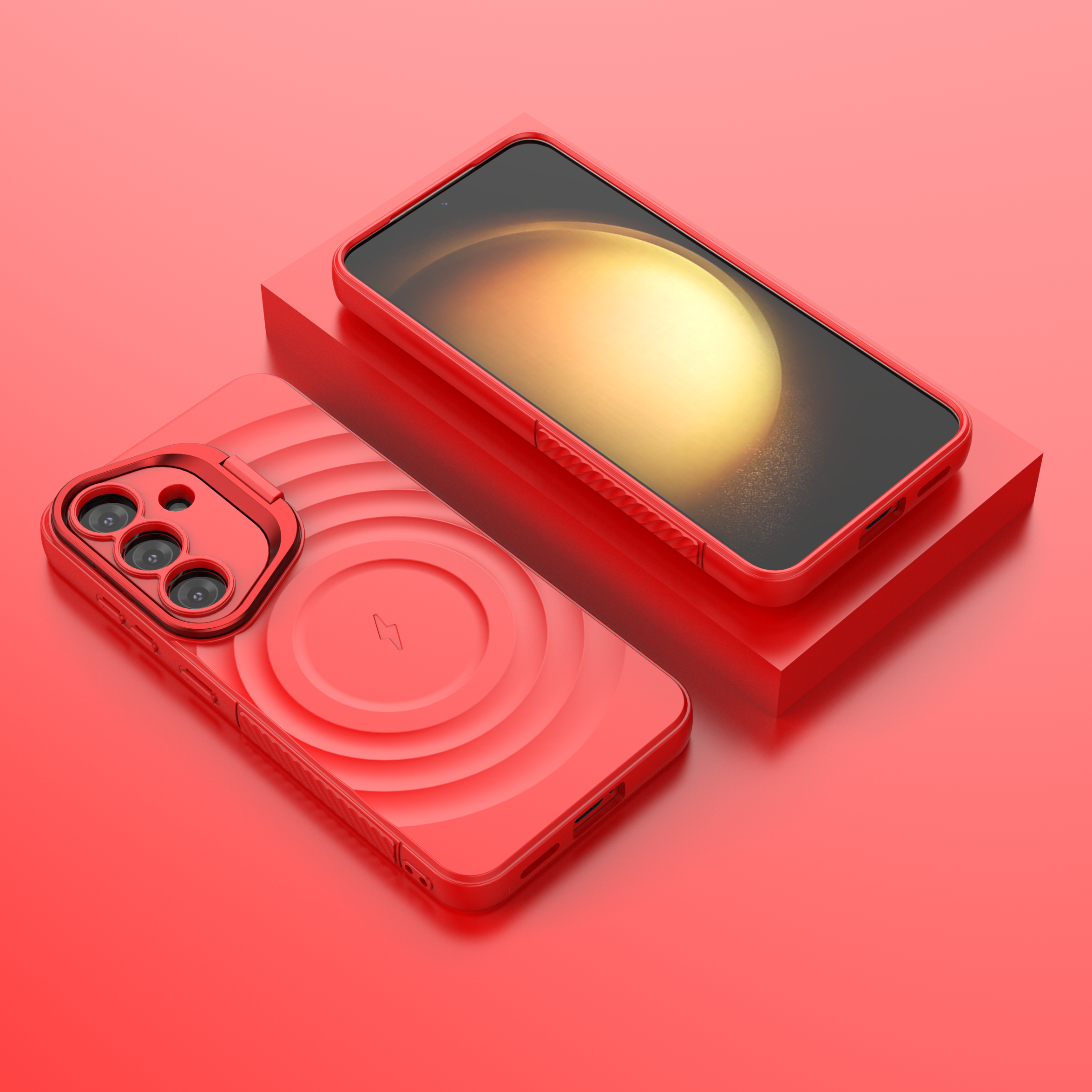 Crimson Red - TitanShield Wave Silicone Magsafe Back Case for Galaxy S25