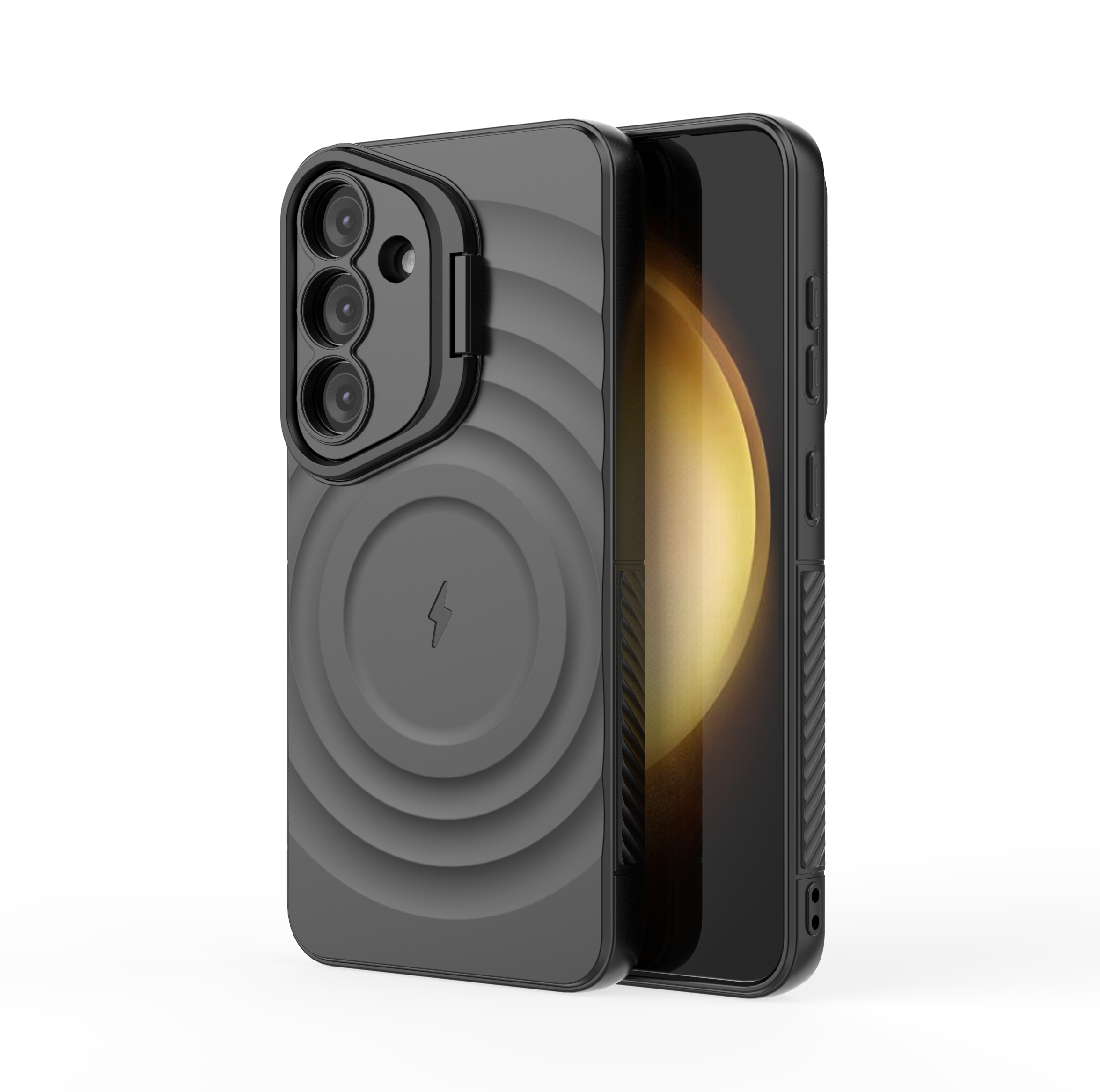 Matte Black - TitanShield Wave Silicone Magsafe Back Case for Galaxy S25