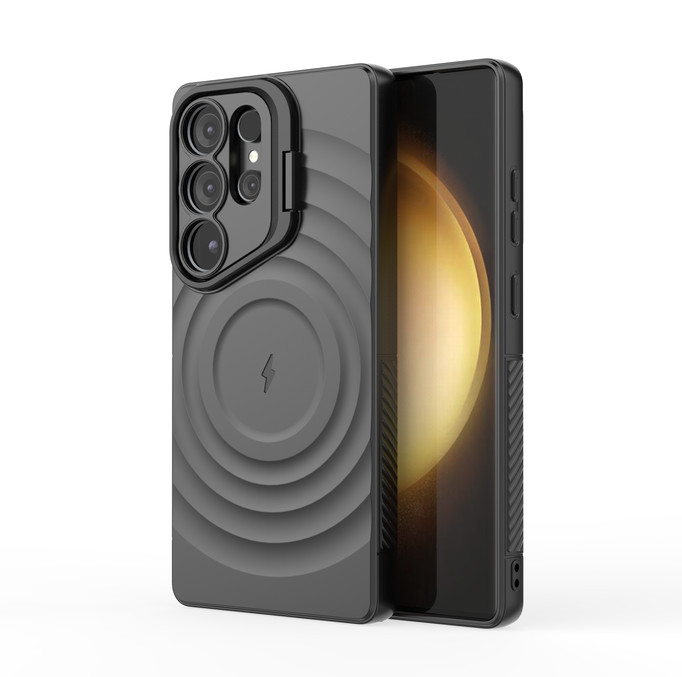 Matte Black - TitanShield Wave Silicone Magsafe Back Case for Galaxy S25 Ultra