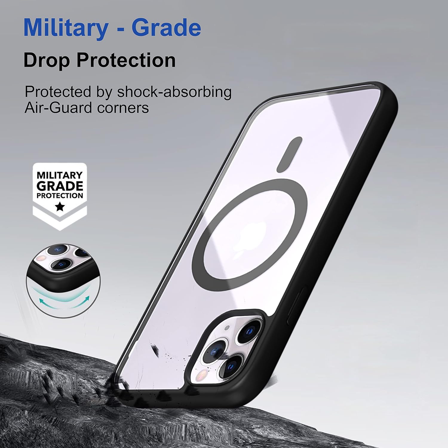 Black Clear Transparent Magsafe Back Case for iPhone 11 Pro