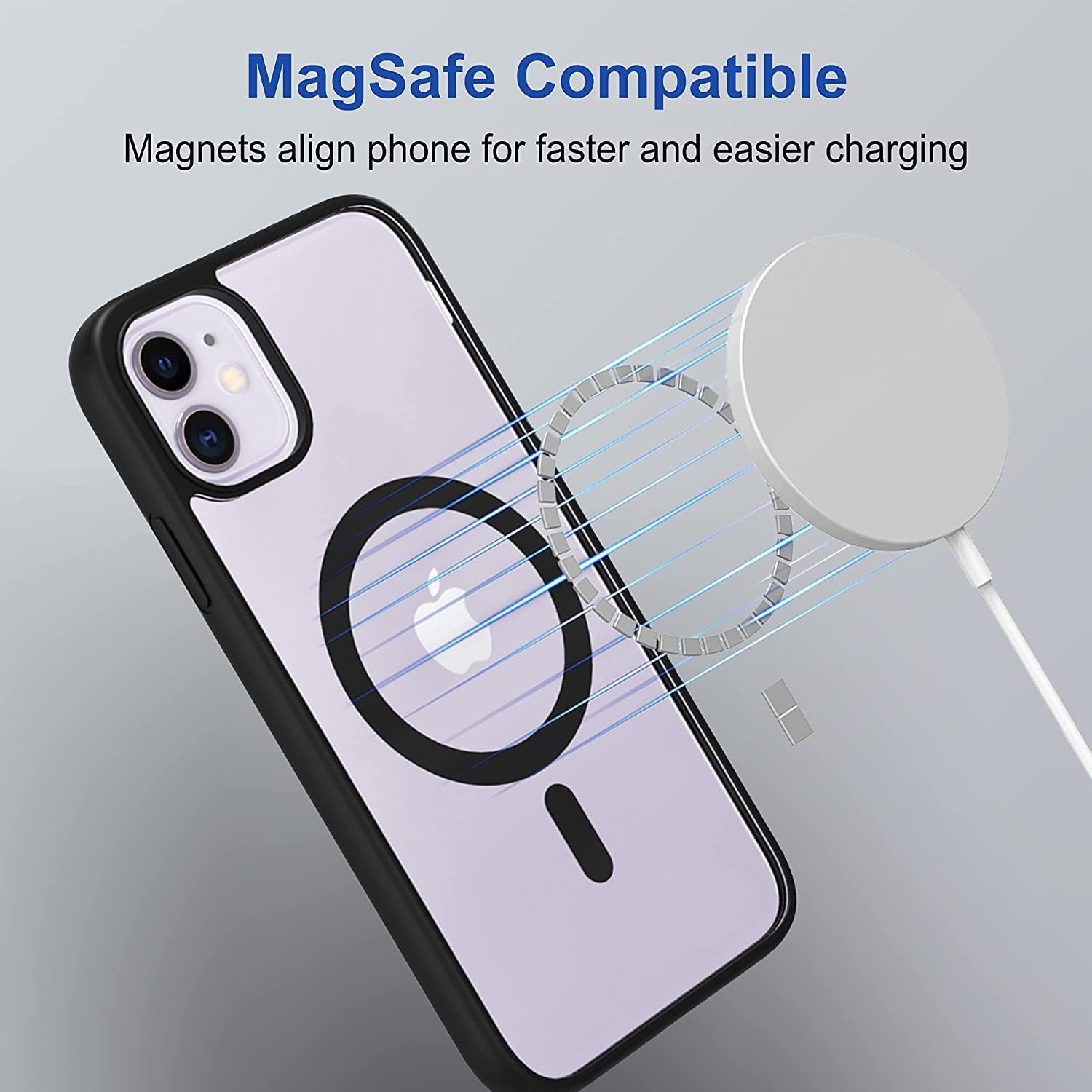 Black Clear Transparent Magsafe Back Case for iPhone 12