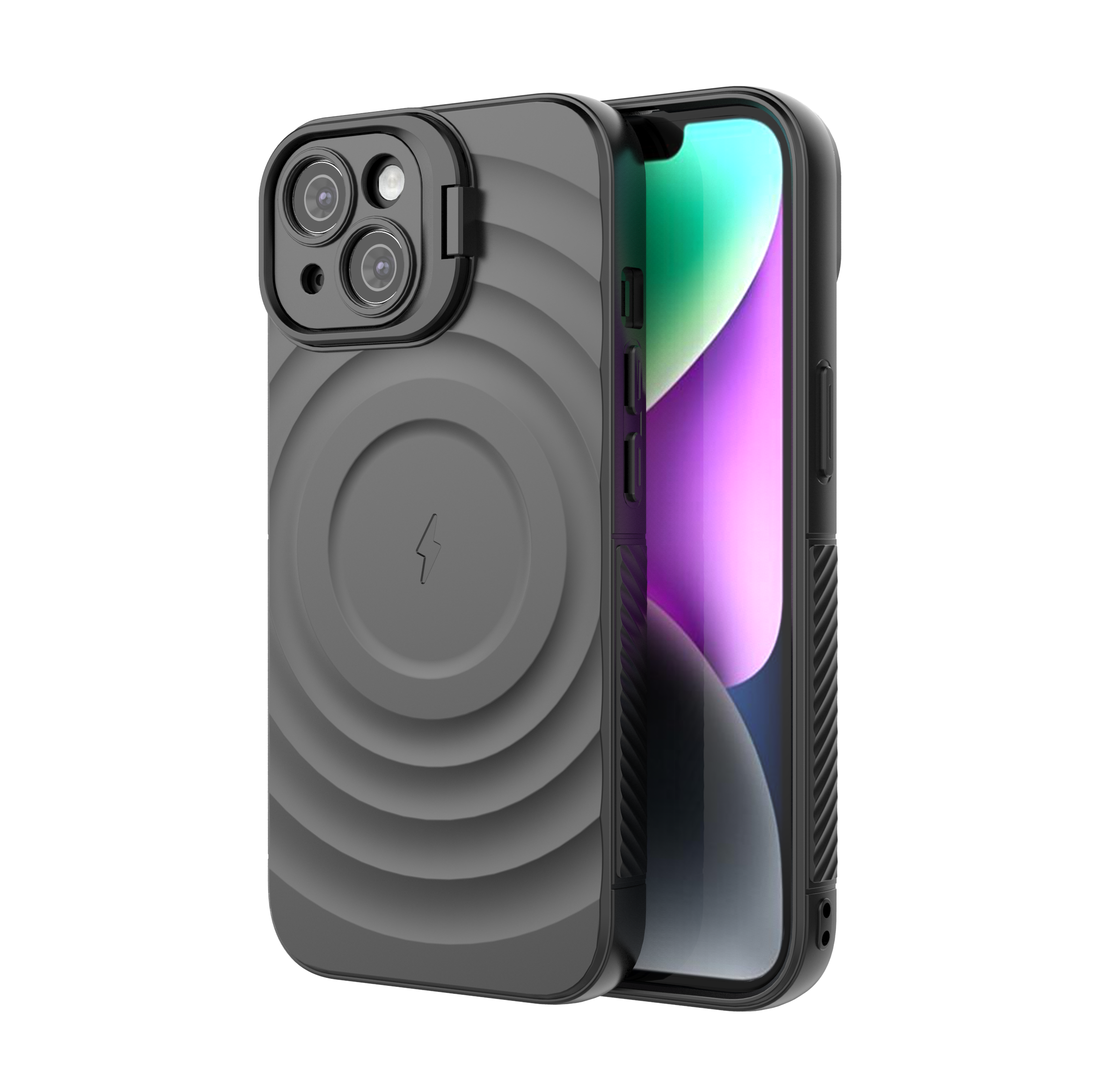 Matte Black - TitanShield Wave Silicone  Magsafe Back Case for iPhone 13