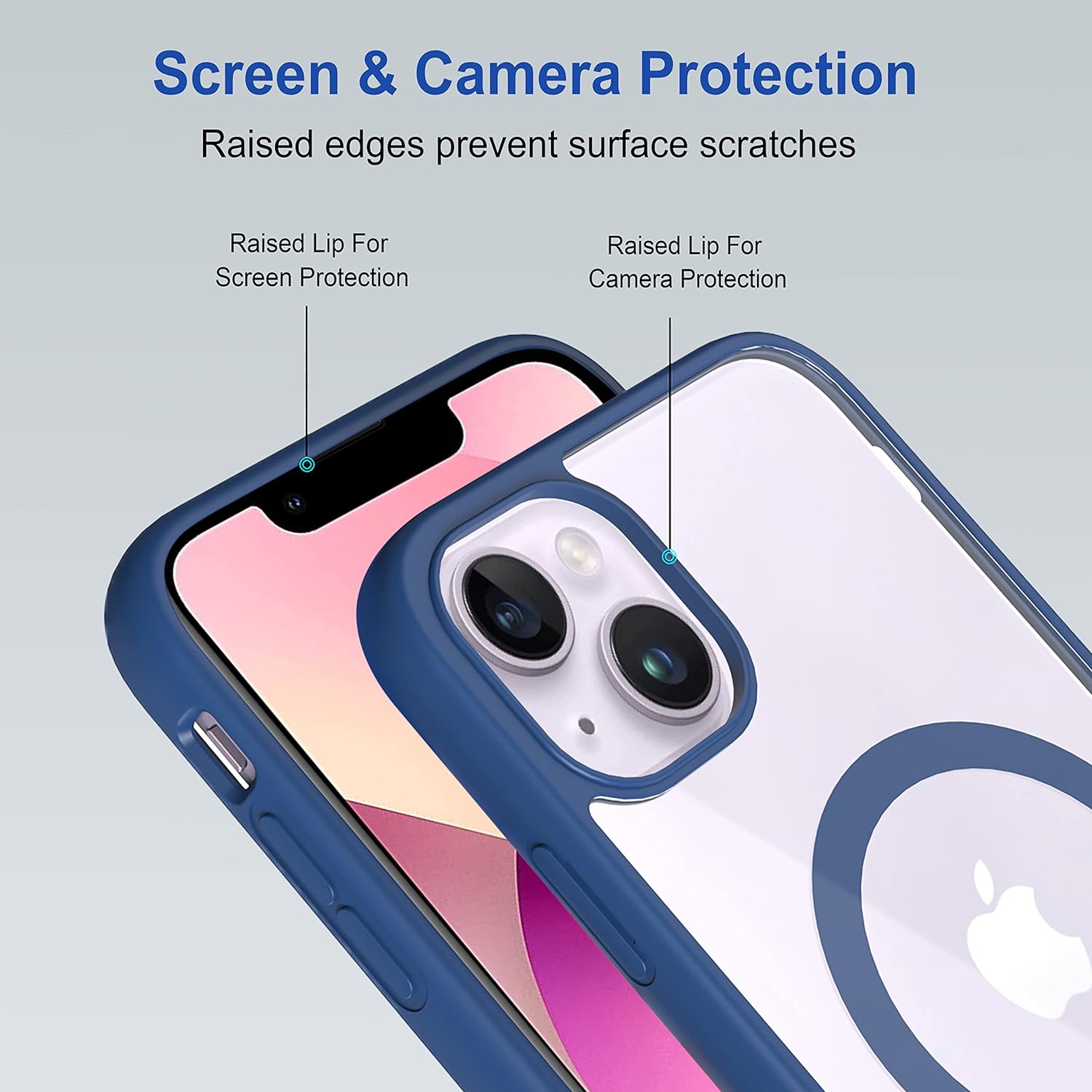 Royal Blue Clear Transparent Magsafe Back Case for iPhone 13 Mini