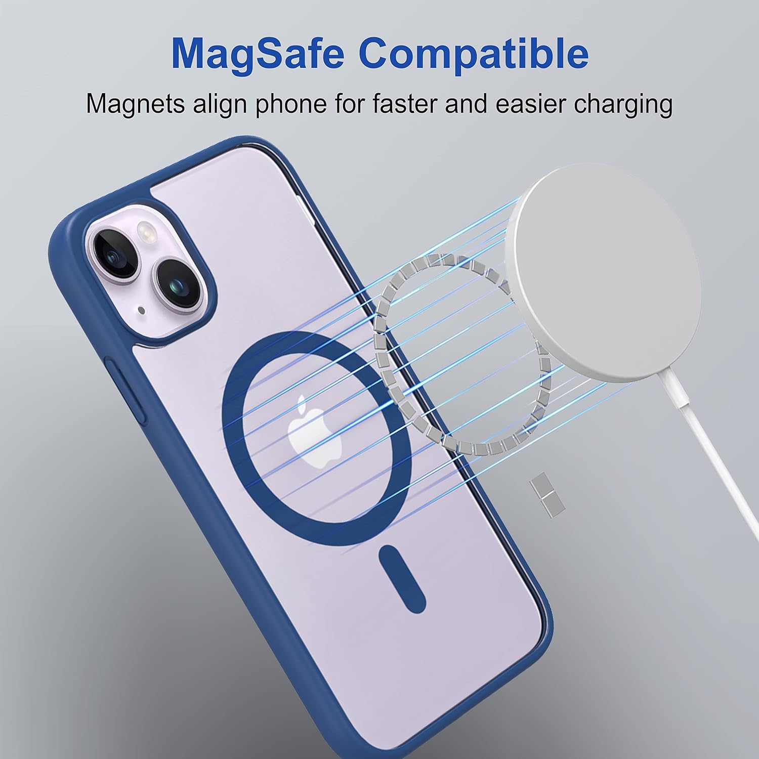 Royal Blue Clear Transparent Magsafe Back Case for iPhone 13 Mini