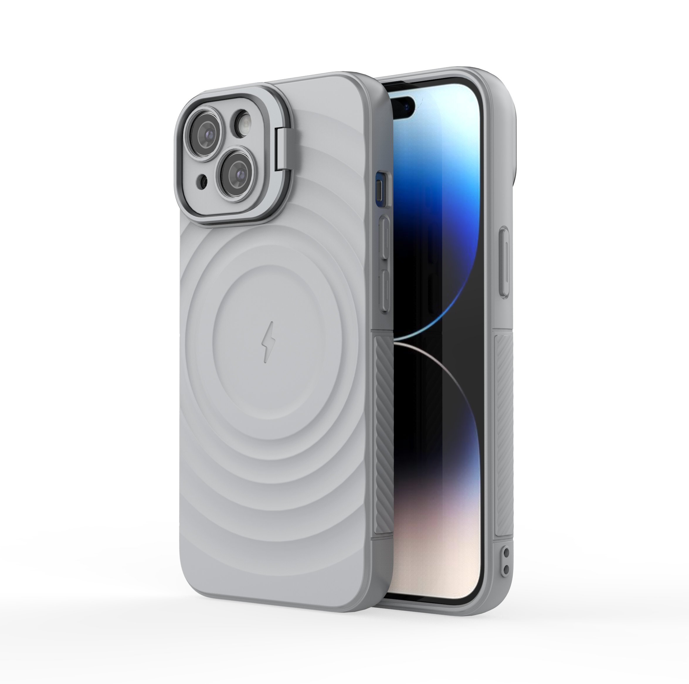 American Silver - TitanShield Wave Silicone Magsafe Back Case for iPhone 14