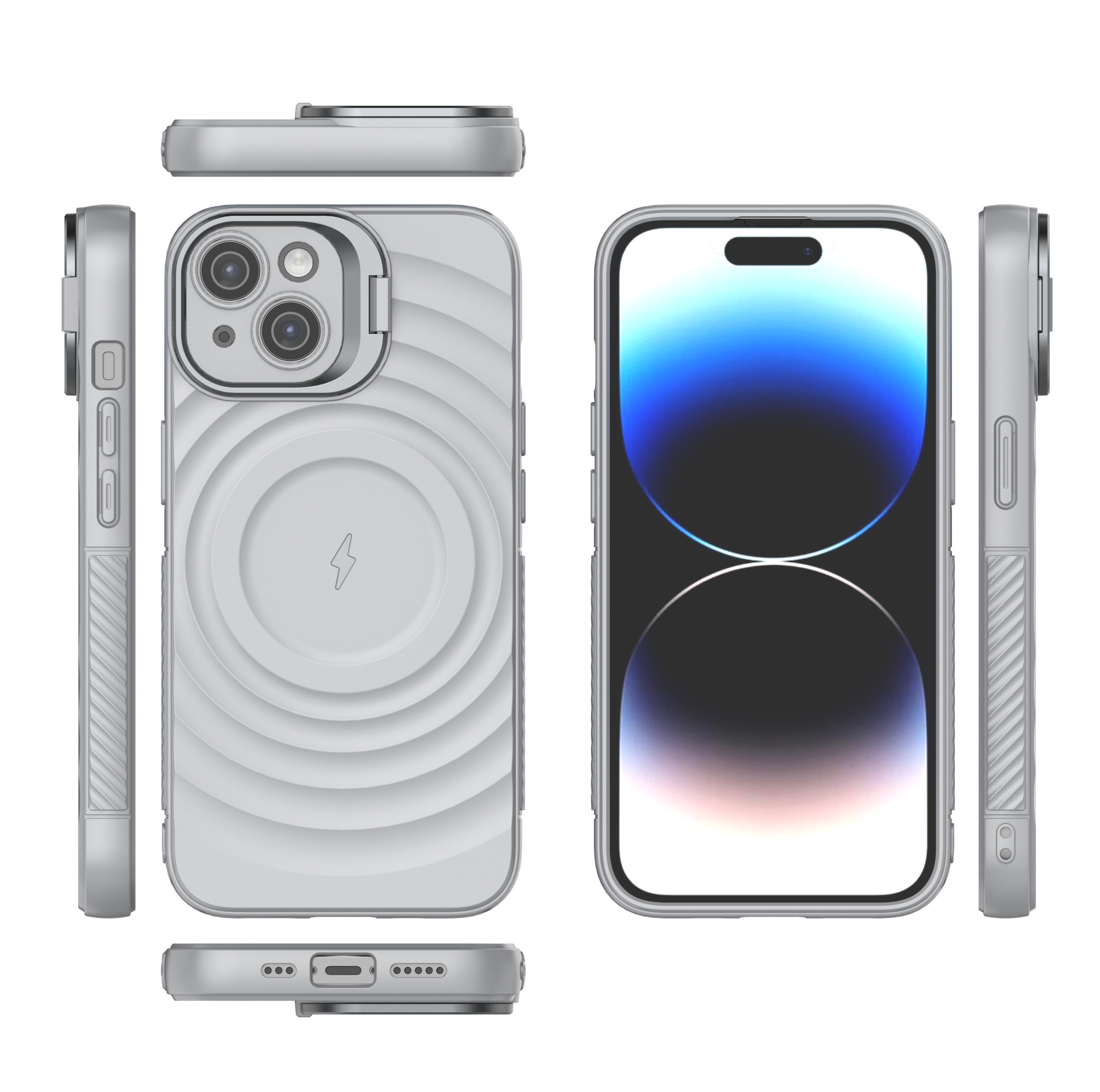 American Silver - TitanShield Wave Silicone Magsafe Back Case for iPhone 14