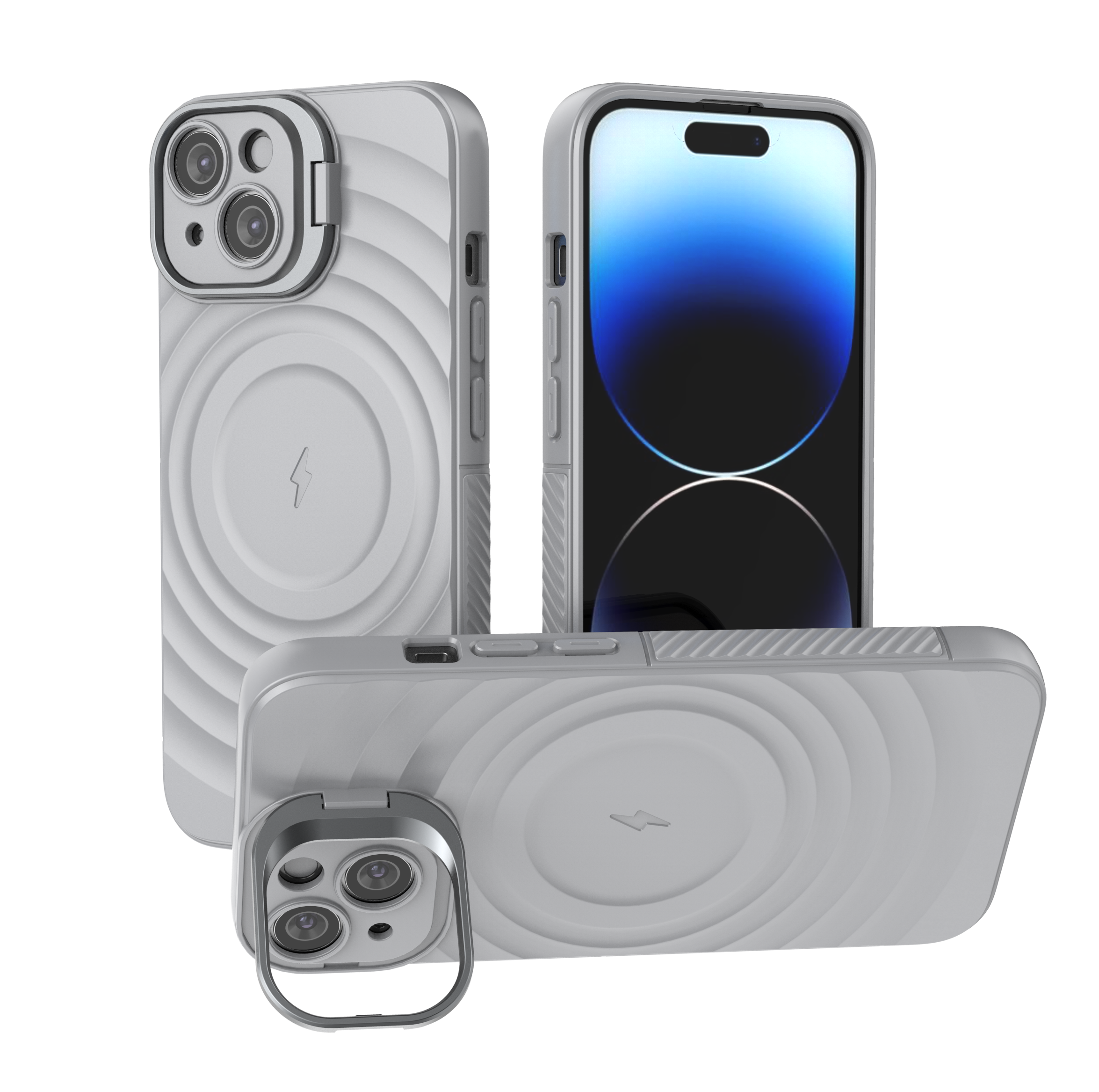 American Silver - TitanShield Wave Silicone Magsafe Back Case for iPhone 14